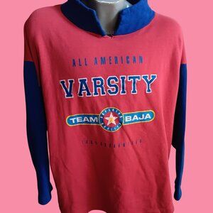 2XL Vintage Women's Sweatshirt 22W Colorblock 1990's Eithr Or Team Baja Varsity